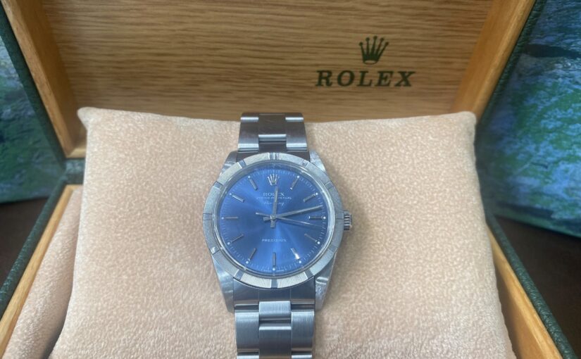 ROLEX AIR KING 14010 CADRAN BLUE FULLSET 34MM ACIER