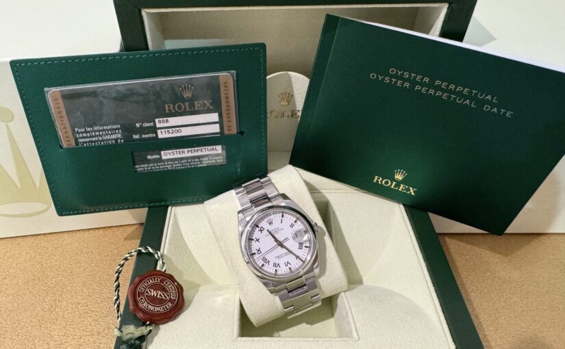 ROLEX DATE CHIFFRE ROMAIN 34MM CADRAN BLANC 